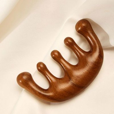 Scalp Relaxation Tool Sandalwood Head Gua Sha Massage Comb for Hair Growth and Full-body Meridian Dredging