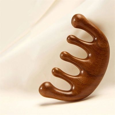 Scalp Relaxation Tool Sandalwood Head Gua Sha Massage Comb for Hair Growth and Full-body Meridian Dredging