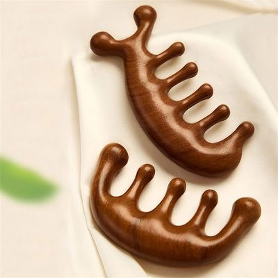 Scalp Relaxation Tool Sandalwood Head Gua Sha Massage Comb for Hair Growth and Full-body Meridian Dredging