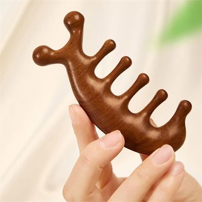 Scalp Relaxation Tool Sandalwood Head Gua Sha Massage Comb for Hair Growth and Full-body Meridian Dredging
