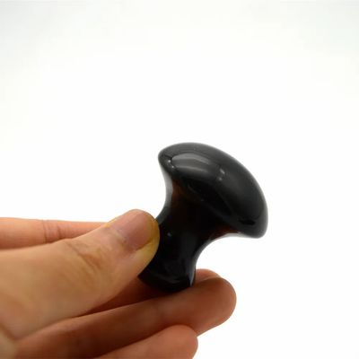 Natural Black Obsidian Mushroom Gua Sha Beauty Massage Stone for Face Body Care Essential Accessory Set