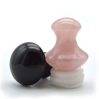 Portable Obsidian And Rose Quartz Mushroom Shape Gua Sha Massage Tool Set With ISO9001 Certification
