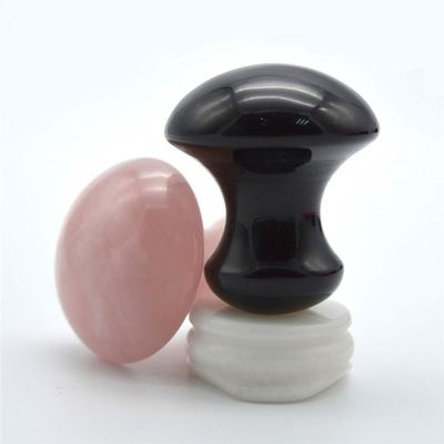 Portable Obsidian And Rose Quartz Mushroom Shape Gua Sha Massage Tool Set With ISO9001 Certification