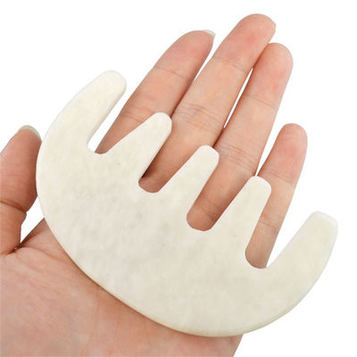 Head Spa Massager Chinese Natural White Xiuyan Jade Gua Sha Scraping Comb for 2024 Trending Massage Tools