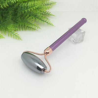 Silver Terahertz Roller Facial Massage Roller Guasha Welded Smooth Beauty Terahertz Stone Face Jade Roller Gua Sha Terahertz Therapy