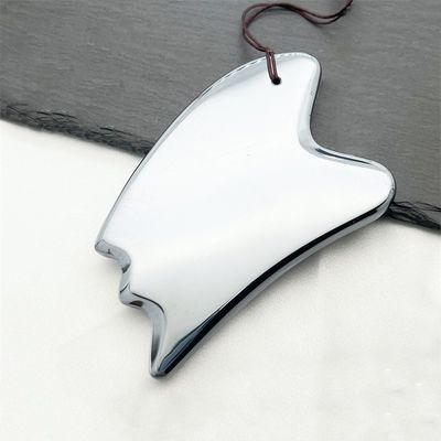 Natural Board Terahertz Gua Sha Facial Massage Tool Silver Heart Shape Massager for Scraping and Trigger Point Treatment