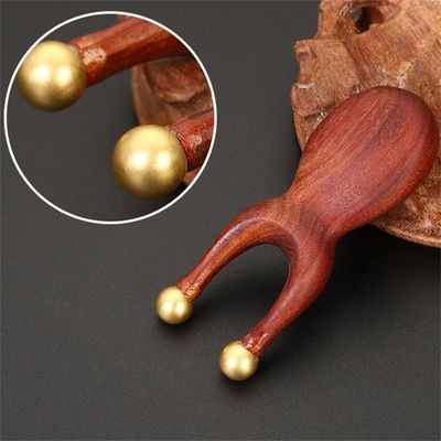 ISO9001 Certified Brass Eye Massage Tool for Nasal Bridge Sandalwood Facial Gua Sha Massage Comb 95*38mm Size