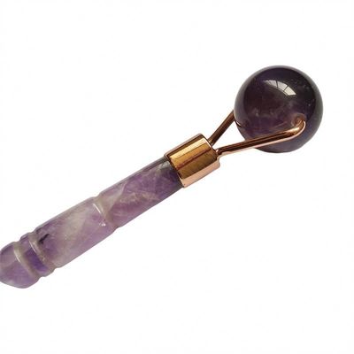 Customized Logo Availabled Natural Amethyst Jade Roller Purple Quartz Facial Massage Roller for Small Face Beauty