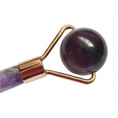 Customized Logo Availabled Natural Amethyst Jade Roller Purple Quartz Facial Massage Roller for Small Face Beauty