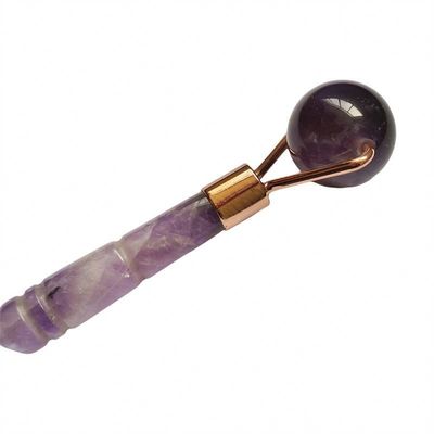 Customized Logo Availabled Natural Amethyst Jade Roller Purple Quartz Facial Massage Roller for Small Face Beauty
