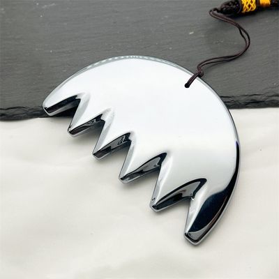 Body Massage Silver Six-tooth Terahertz Gua Sha Board Scalp Comb Guasha Energy Stone Head Massager Health Care Salon Beauty Tool