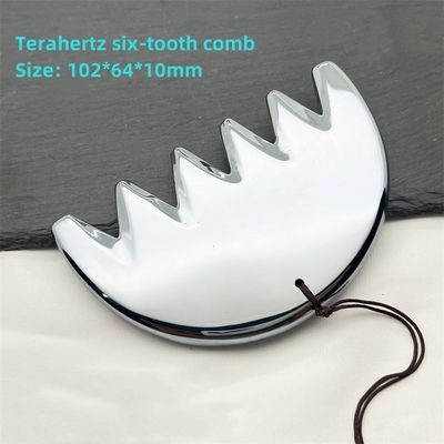 Body Massage Silver Six-tooth Terahertz Gua Sha Board Scalp Comb Guasha Energy Stone Head Massager Health Care Salon Beauty Tool