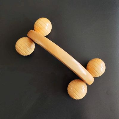 Wood Handheld Body Roller 4 Wheels Balls Massager for Arm Leg Back Foot Hand Neck Shoulder Muscle Pain Relief Massage Tool
