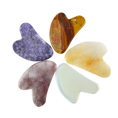 Logo Customized Logo Availabled Jade/Crystal Heart Shape Gua Sha Massage Board for Body Muscles Self Skin Care Spa Facial