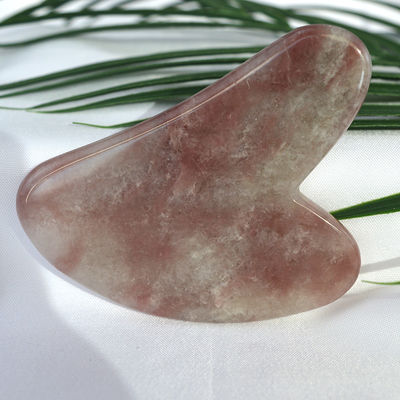 2024 Natural Strawberry Crystal Jade Gua Sha Heart Shape Face Scraping Massage Guasha Board for Full-body Massage Area