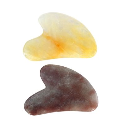 2024 Natural Strawberry Crystal Jade Gua Sha Heart Shape Face Scraping Massage Guasha Board for Full-body Massage Area