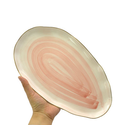 Ceramic Fish Plate for Serving Fruit Salad Pasta Main Course Dishwasher and Microwave Safe Irregular Shape