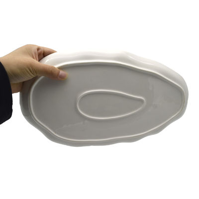 Ceramic Fish Plate for Serving Fruit Salad Pasta Main Course Dishwasher and Microwave Safe Irregular Shape