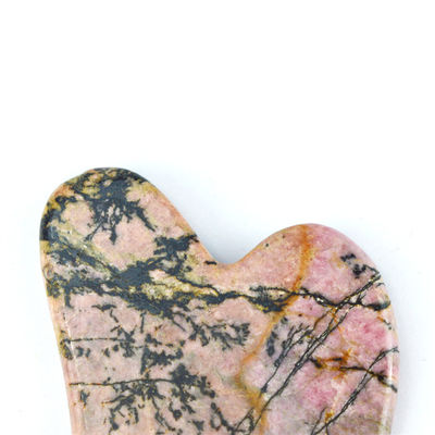 Muscle Massage Function Natural Heart Shape Rhodonite Stone Gua Sha Scraping Board for Facial Beauty and Body Skin Health Care Spa