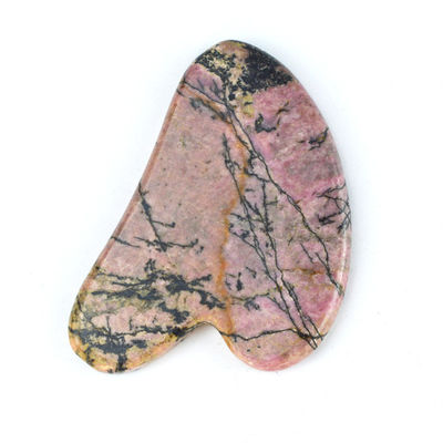 Muscle Massage Function Natural Heart Shape Rhodonite Stone Gua Sha Scraping Board for Facial Beauty and Body Skin Health Care Spa