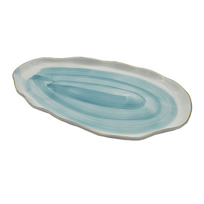 Ceramic Fish Plate for Serving Fruit Salad Pasta Main Course Dishwasher and Microwave Safe Irregular Shape