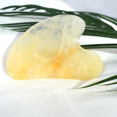 Natural Heart Shape Yellow Citrine Gua Sha Scraping Board for Facial and Body Massage Instrument