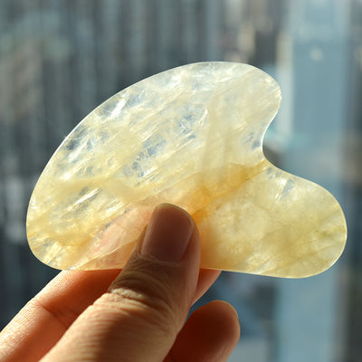 Natural Heart Shape Yellow Citrine Gua Sha Scraping Board for Facial and Body Massage Instrument