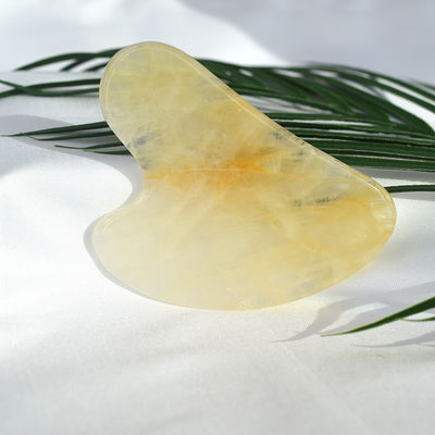 Natural Heart Shape Yellow Citrine Gua Sha Scraping Board for Facial and Body Massage Instrument