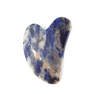 Body Massage Equipment Custom Logo Heart Shape Natural Sodalite Gua Sha Stone Self Skin Care Spa Facial Lifting Beauty Salon
