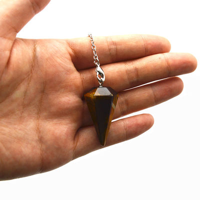 Exquisite Natural Tiger Eye Chakra Pendulum Crystal Pendant Necklace for Men and Women Bohemian