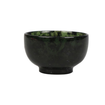 Engraving Type 100% Chinese Natural Jade Bowl Dark Green Jade Hand-Carved Bowl Cup for Home Decoration Enhancement