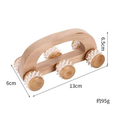 Household Six-wheeled Solid Wood Roller Massage Trolley With Handle Manual Guasha Body Health Care Tool Relax Beauty Massager Body Massage