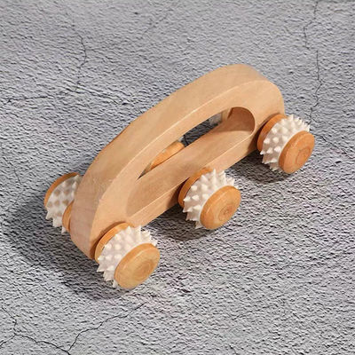 Household Six-wheeled Solid Wood Roller Massage Trolley With Handle Manual Guasha Body Health Care Tool Relax Beauty Massager Body Massage