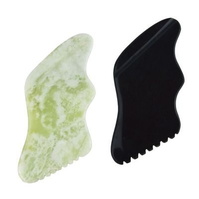 Body Massager Natural Green Jade Guasha for Anti Aging Chinese Xiuyan Jade Lightning Shape Gua Sha Scraping Massage Tool