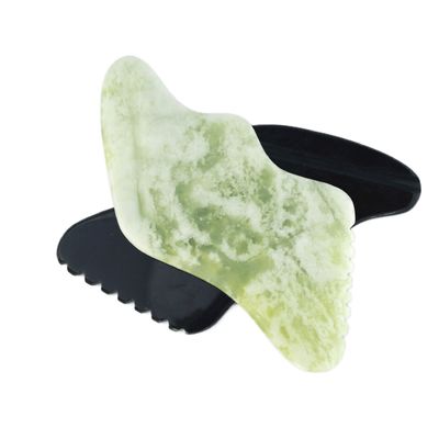 Body Massager Natural Green Jade Guasha for Anti Aging Chinese Xiuyan Jade Lightning Shape Gua Sha Scraping Massage Tool