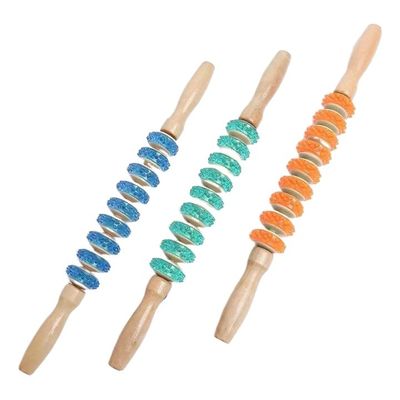 Customized Logo Availabled Nine-wheel PVC Roller Massage Stick for Body Health Care and Meridian Dredging