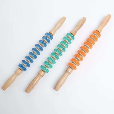 Customized Logo Availabled Nine-wheel PVC Roller Massage Stick for Body Health Care and Meridian Dredging