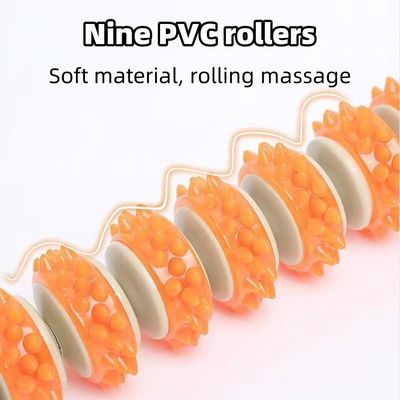 Customized Logo Availabled Nine-wheel PVC Roller Massage Stick for Body Health Care and Meridian Dredging
