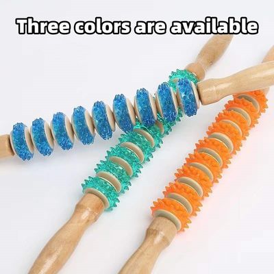 Customized Logo Availabled Nine-wheel PVC Roller Massage Stick for Body Health Care and Meridian Dredging