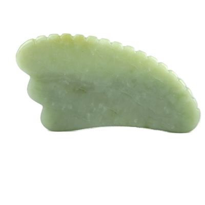 Body Massage Equipment Manual GuaSha Tool Made of Natural Green Xiuyan Jade for Jawline Sculpting and Puffiness Reduction
