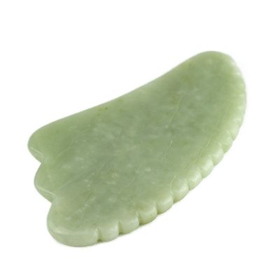 Body Massage Equipment Manual GuaSha Tool Made of Natural Green Xiuyan Jade for Jawline Sculpting and Puffiness Reduction