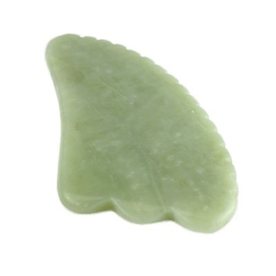 Body Massage Equipment Manual GuaSha Tool Made of Natural Green Xiuyan Jade for Jawline Sculpting and Puffiness Reduction