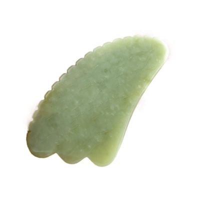 Body Massage Equipment Manual GuaSha Tool Made of Natural Green Xiuyan Jade for Jawline Sculpting and Puffiness Reduction