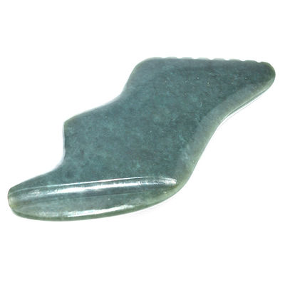 Dark Green Lightning Shape Natural Nephrite Hetian Jade Gua Sha Massage Tool for Custom Logo Self Skin Health Care Spa