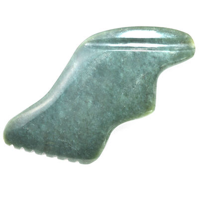 Dark Green Lightning Shape Natural Nephrite Hetian Jade Gua Sha Massage Tool for Custom Logo Self Skin Health Care Spa