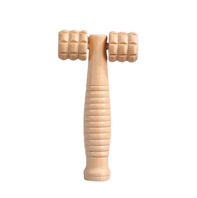 Customized Logo Availabled Brown Wood Double Roller Massage Stick for Self Health Care and Manual Guasha Body Treatment