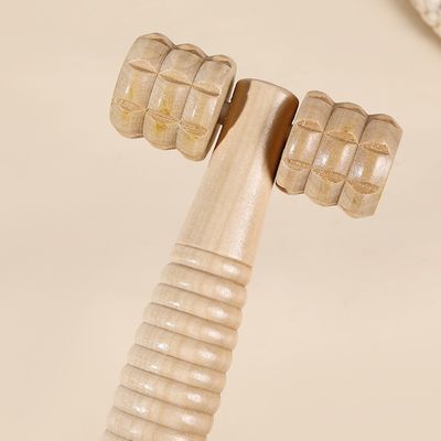 Customized Logo Availabled Brown Wood Double Roller Massage Stick for Self Health Care and Manual Guasha Body Treatment