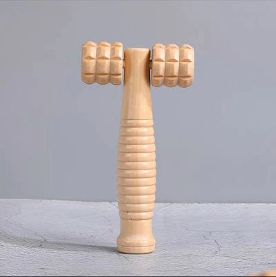 Customized Logo Availabled Brown Wood Double Roller Massage Stick for Self Health Care and Manual Guasha Body Treatment