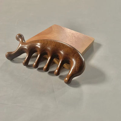 Customized Logo Availabled Brown Wide Tooth Head Scalp Massage Comb Manufacture Natural Wooden Sandalwood Gus Sha Comb