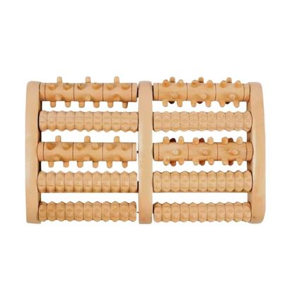 Wooden Foot Massager Roller for Personal Stress Relief and Relaxation in Brown Wood